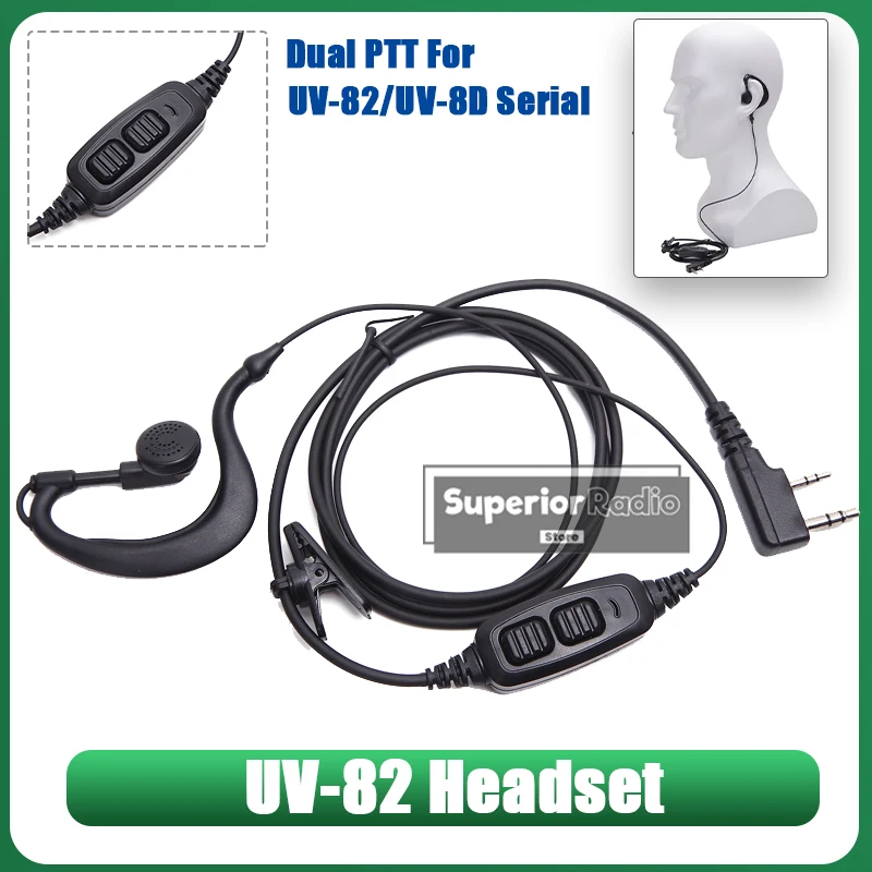 Baofeng UV-82 المزدوج PTT سماعة مع هيئة التصنيع العسكري الأصلي UV 82L UV-89 سماعة DM-32 TK11(8) UV-25 Pro سماعة اسلكية تخاطب ملحق #1