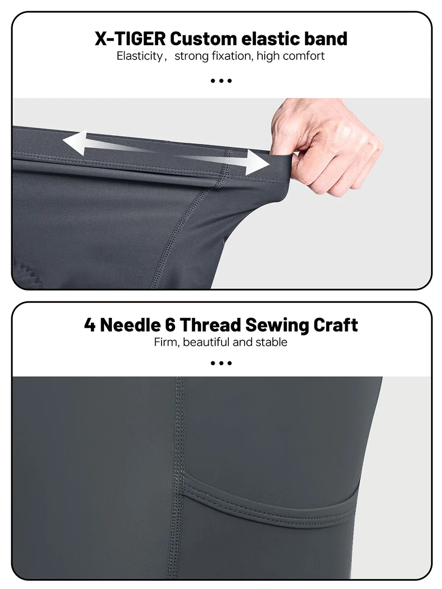 X-TIGER Premium-Rennrad-Shorts mit 5D-Gel-Pads, Herren-Radhose mit Reißverschlusstaschen, atmungsaktive Outdoor-Fahrradausrüstung – Detail 5
