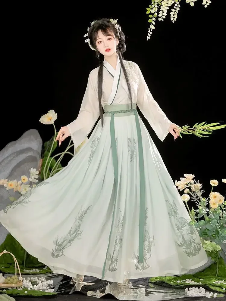 Vestido Hanfu de la dinastía de la canción china antigua para mujer, traje de Cosplay femenino, vestido Hanfu para fiesta de verano, conjuntos de 3 piezas