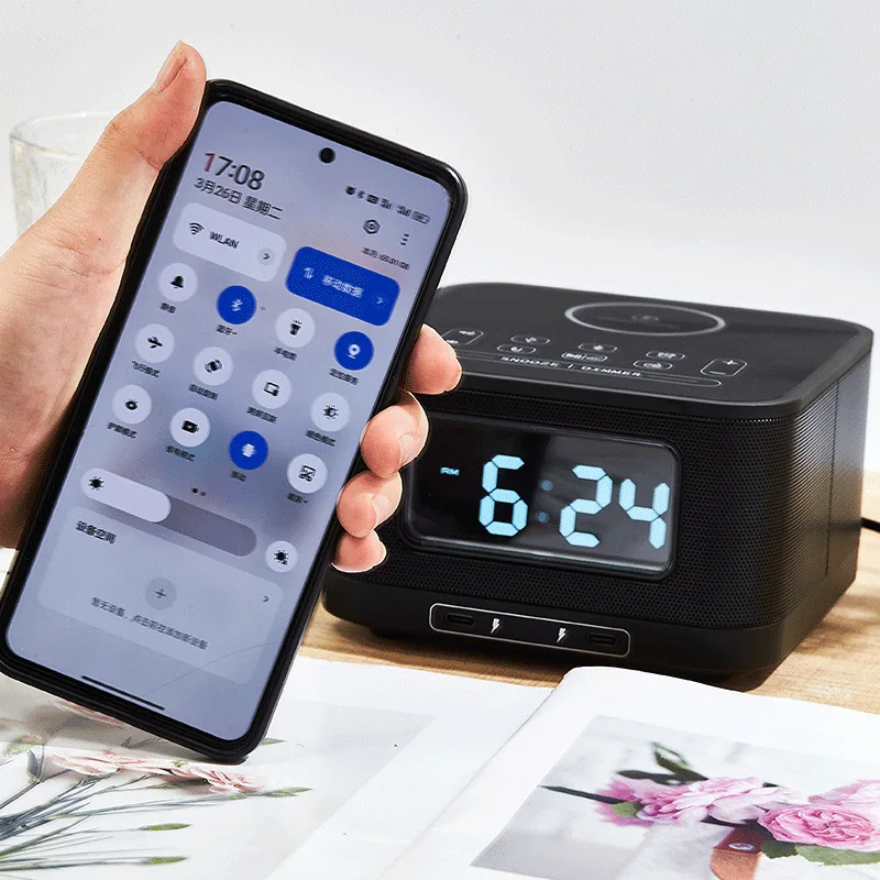 Wireless Charging Fast Charging Bluetooth Speaker High Volume Alarm Clock Audio Radio USB Hotel Dedicated HS1PD