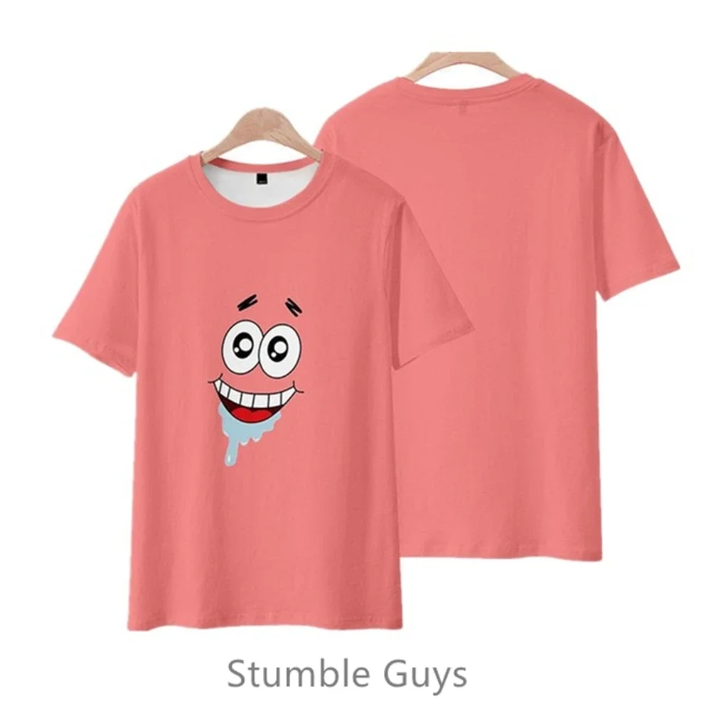 2024 Summer Anime SpongeBob Tshirt Kids Fashion Boys Clothes Girls SquarePants Round Neck T-shirt Teen Street Sports Tops