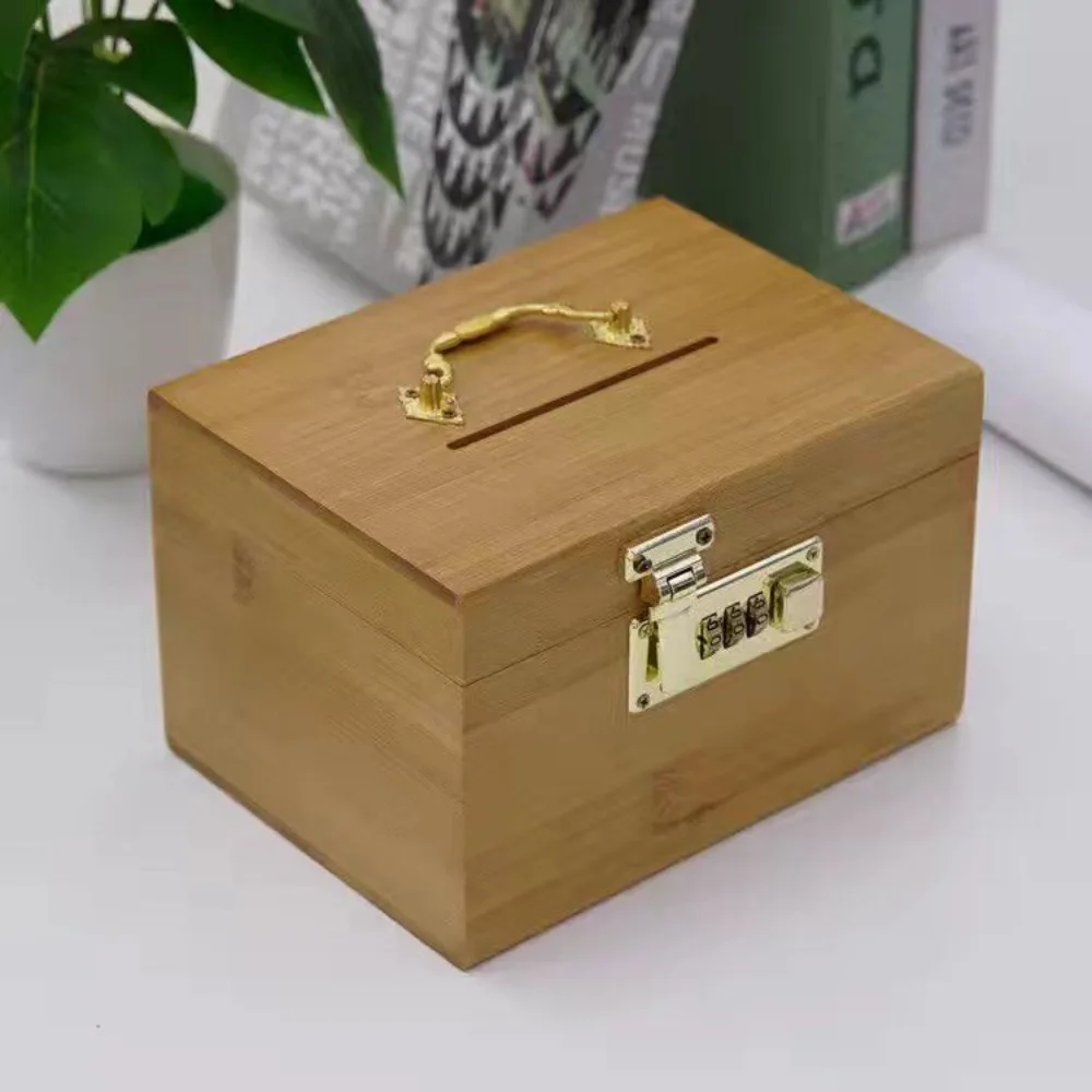 Nouveau Style Vintage trésor boîte de rangement pot d'argent avec serrure à combinaison coffre au trésor en bois coffre coffre coffre coffre coffre-fort boîte d'économie d'argent