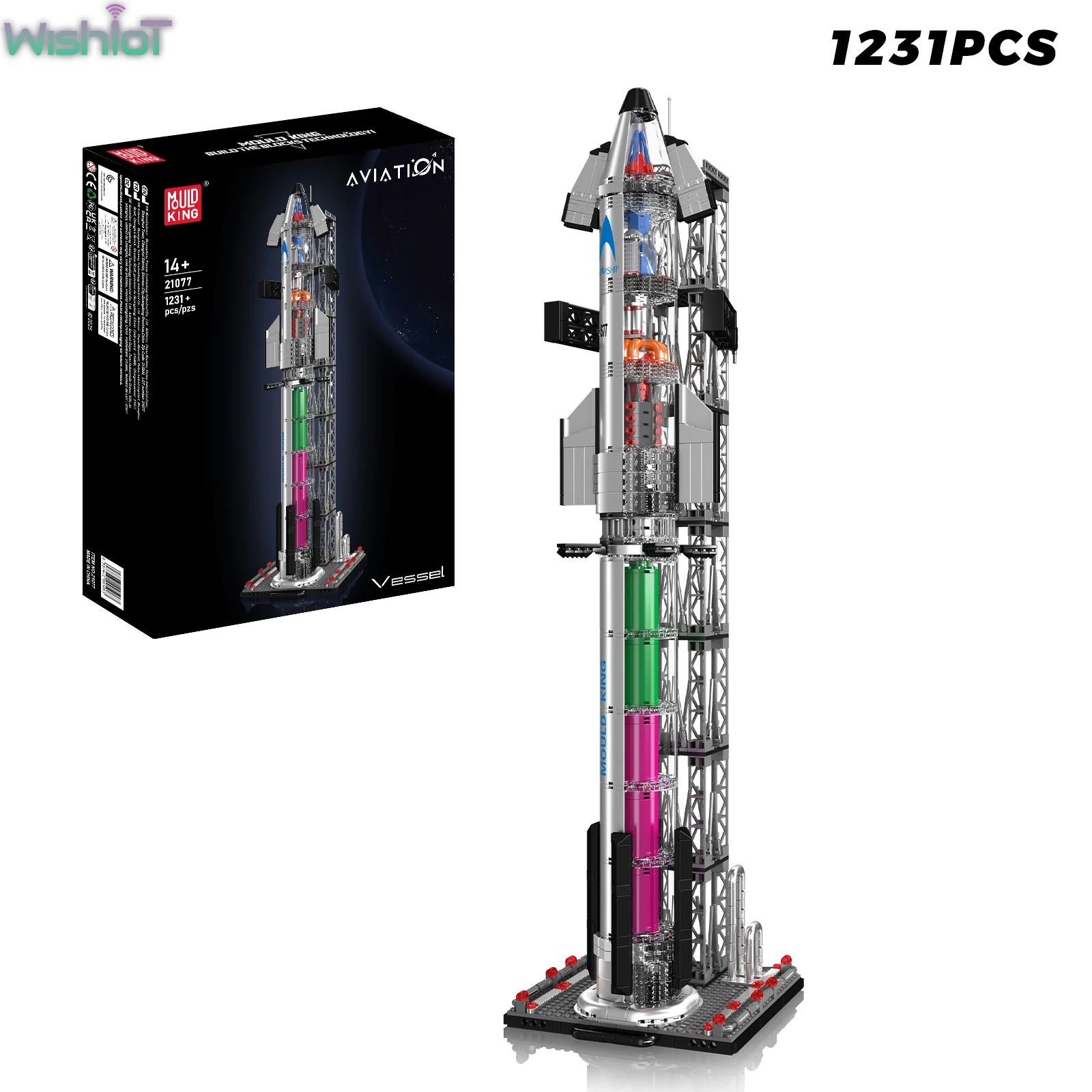 

Mould King 21077 Starship Building Blocks Aviation Series Rocket Spaceship Launch Model Creative Desk Ornaments Boys Toys Gifts