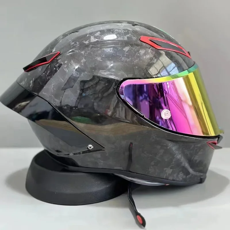 Neuer Stil Reiten Integral-Motorradhelm Casque Casco DOT-zugelassenes Kohlefasermaterial Heller Eisblumenhelm