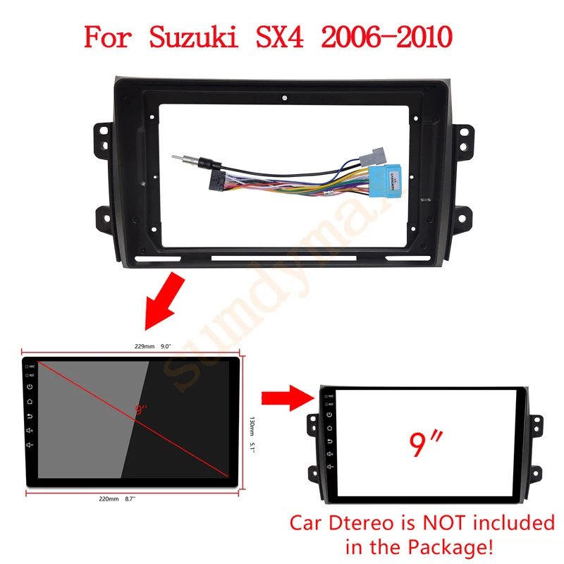 스즈키 SX4 피아트 세디치용 2006 2012 자동차 패널 대시 마운트 키트, 9 인치 대형 스크린, 2 Din 안드로이드 자동차 라디오 프레임