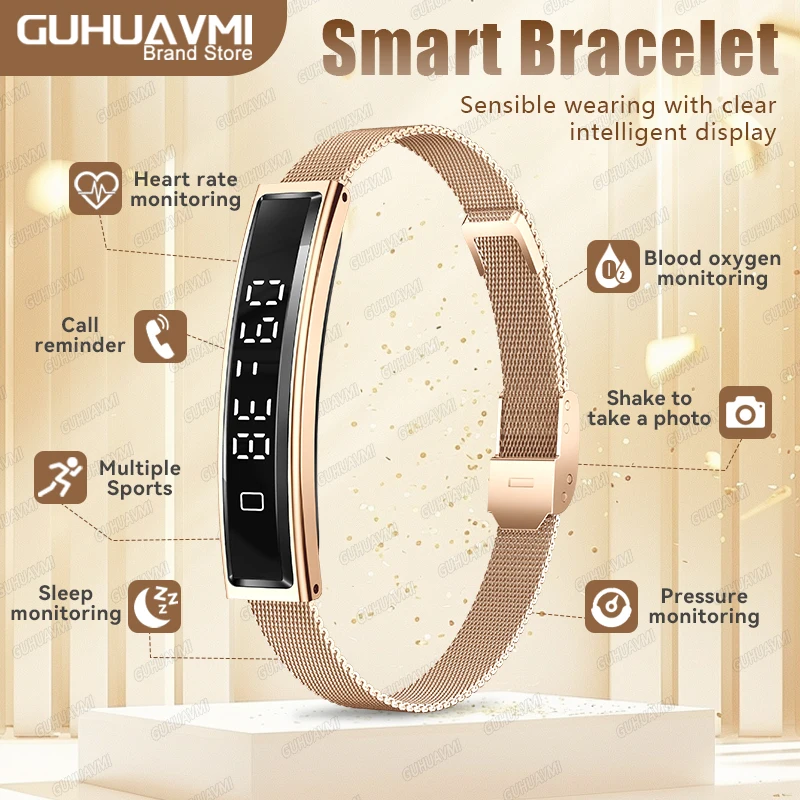 

Brand New Smart Wearable Fitness tracker Women Heart rate Sleep Blood oxygen Pressure Monitoring Sports Pedometer Smart Bracelet