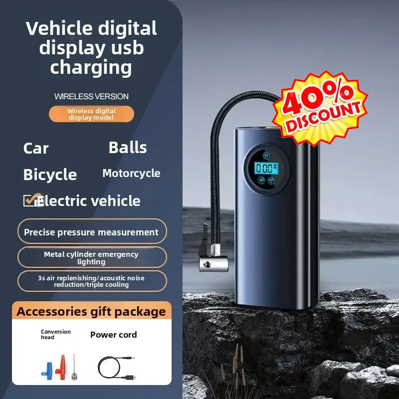 Electric Air Compressor Bicycle Pump Rechargeable Car Tyre Inflator Portable Air Pump for Car Mounted Motorcycle Bicycle Ball