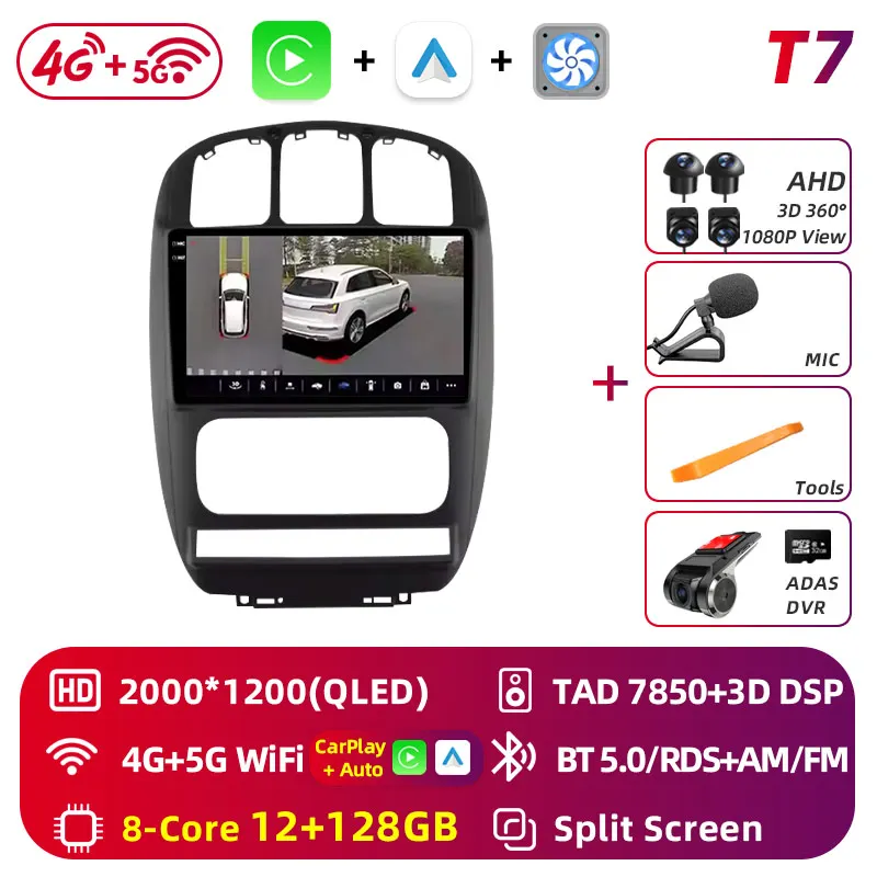 Android 16 wifi + 4G Carplay Autoradio Voor Dodge Caravan 4 Voor Chrysler Grand Voyager RS 2000-2012 navigatie GPS Stereo Multimedia