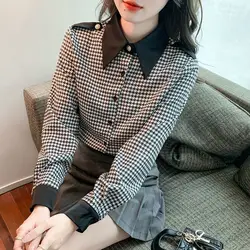 Spring Autumn New Fashion Turn-down Collar Long Sleeve Plaid Blouses Women's Clothing Loose Trend Simplicity All-match Shirts