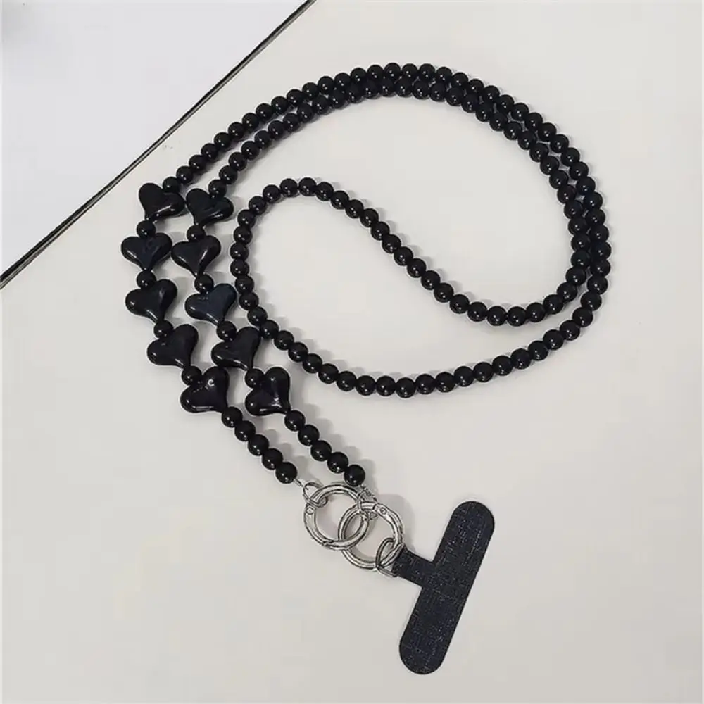 

With Card Heart Long Mobile Phone Lanyard Diagonal Lanyard Anti-loss Crossbody Phone Chain Y2k Beaded DIY Mobile Phone Chain