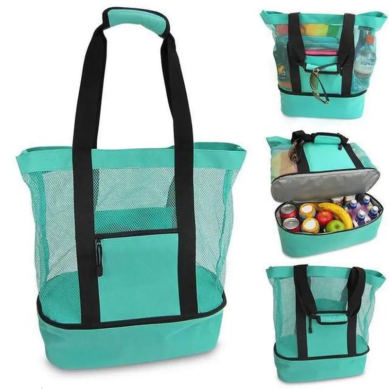 Grande borsa termica da spiaggia in rete da campeggio all\'aperto conservazione da Picnic bevanda cibo Tote isolamento termico Lunch Box