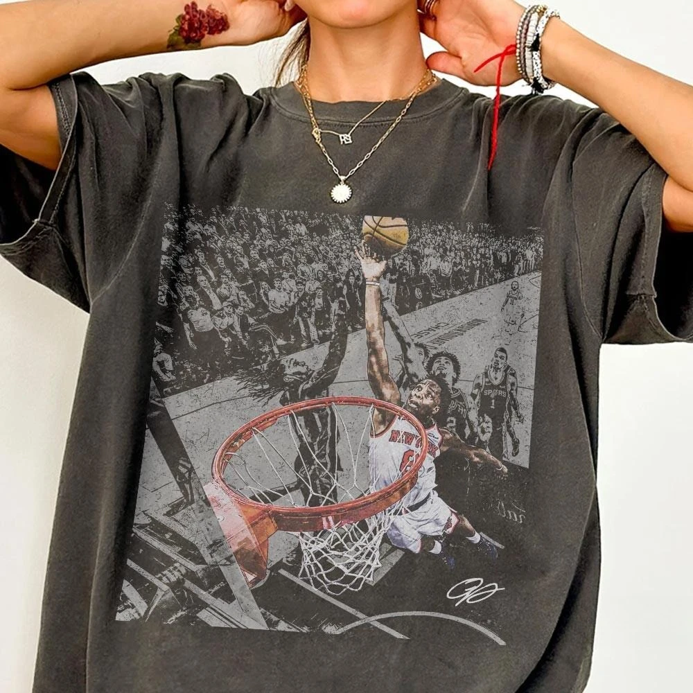 OG Anunoby 100%cotton Unisex Graphics Shirt Tee 2026 Summer New Fashion Tshirt Men's Knicks Basketball Retro Streetwear Tshirt