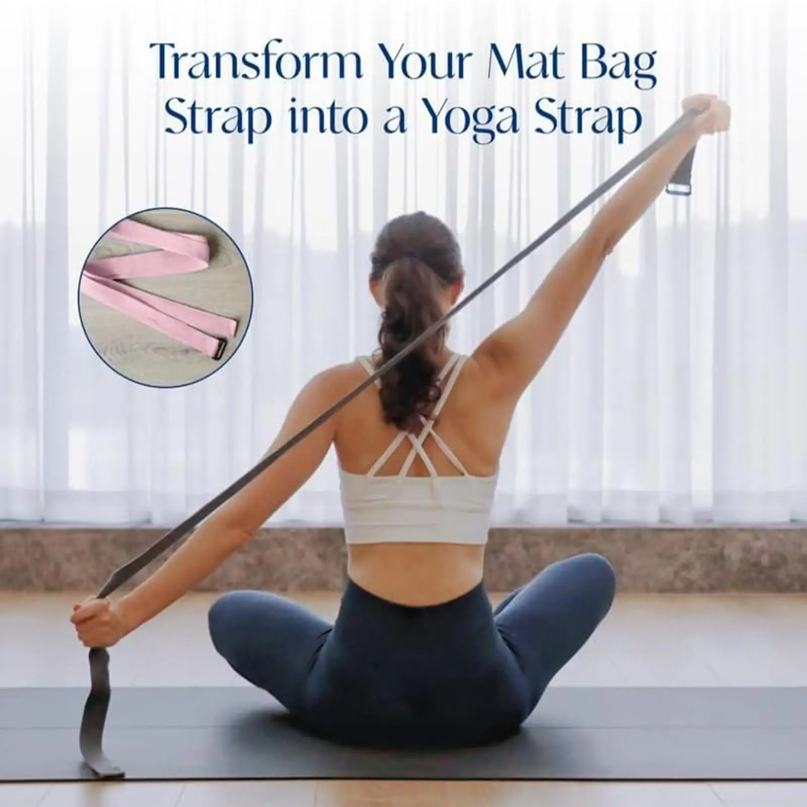 ショルダーストラップと収納ポケット付きレディースヨガマットキャリーバッグ