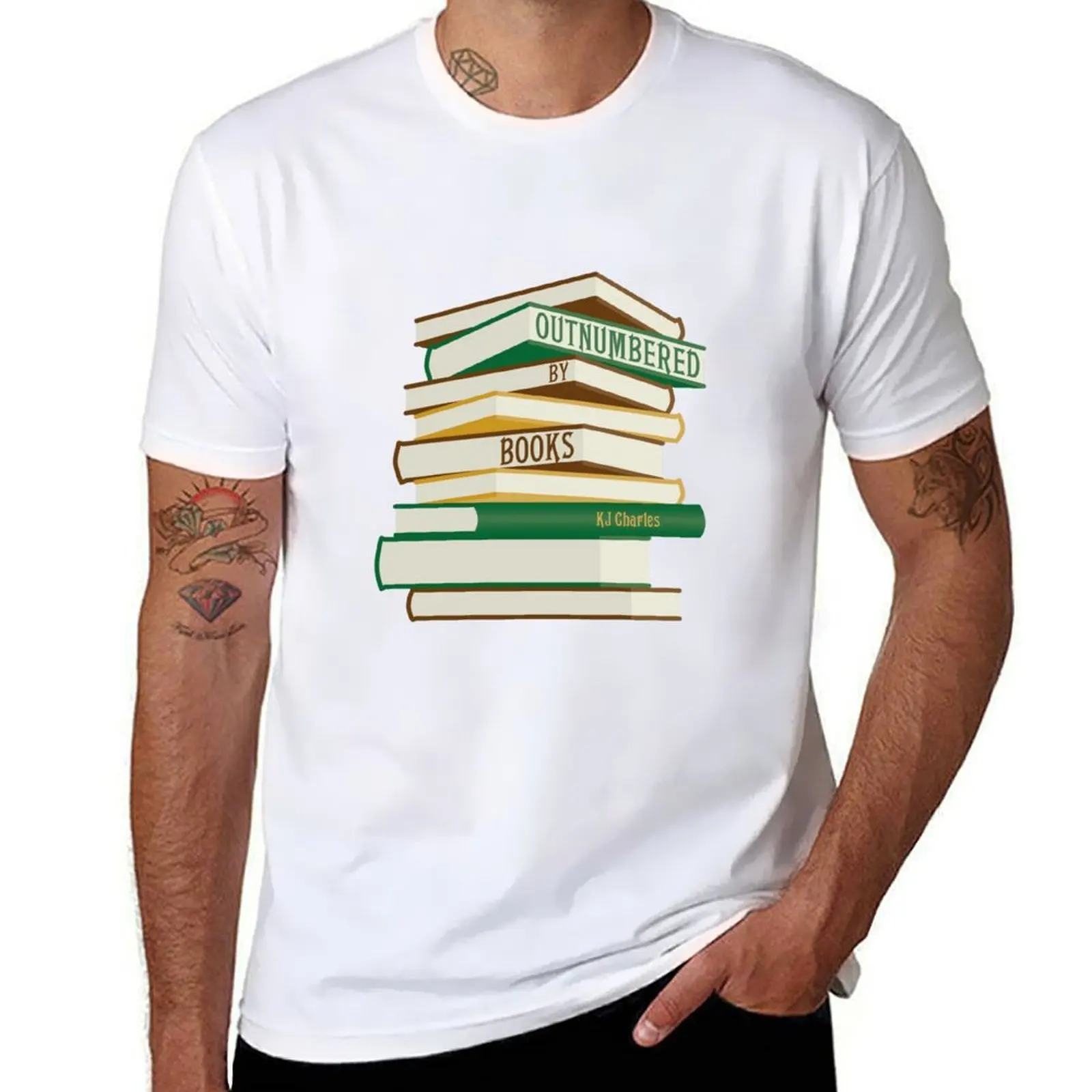 

Outnumbered by Books T-Shirt t shirt for man 100 percent cotton t shirt man plain T-Shirt