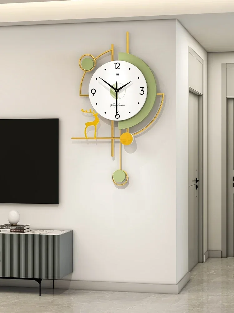 Clock, Wall, Living Room, Cream Wind, 2024 New Internet Celebrity Decoration, Creative Clock, Atmosphere, Household