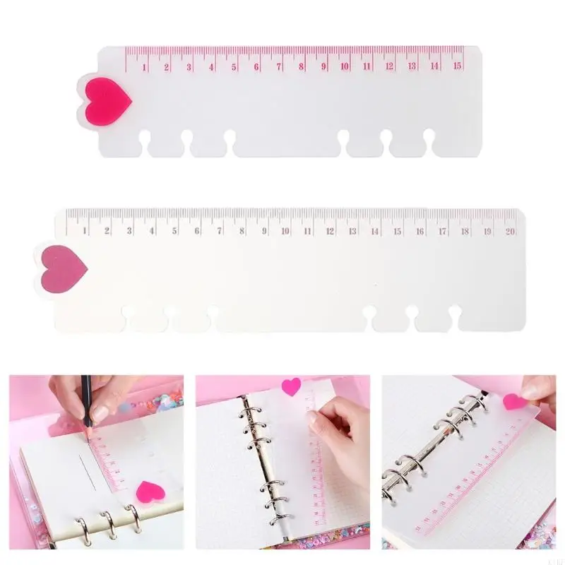 5Pcs 6 Hole Pre-Punched Binder Divider with Measuring Scales Multifunctional Plastic Binder Ruler For Notebook Journal K1KF