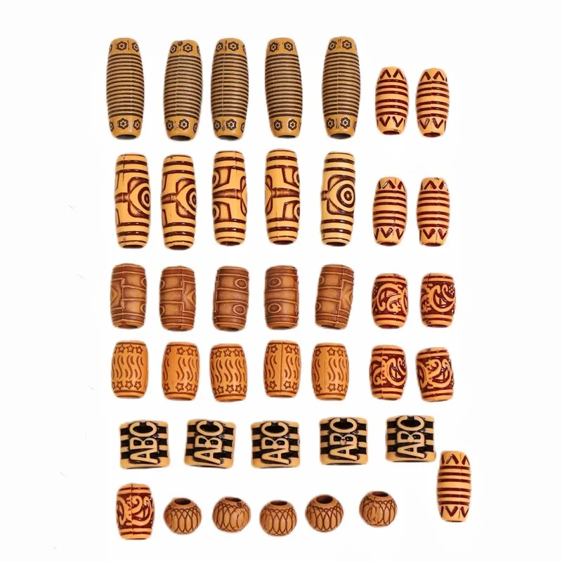 

40pcs Mix Wooden Large Crochet Braids Hair Dread Dreadlock Beads Tube Rings Micro Rings Accessories Hair Clips for Girls