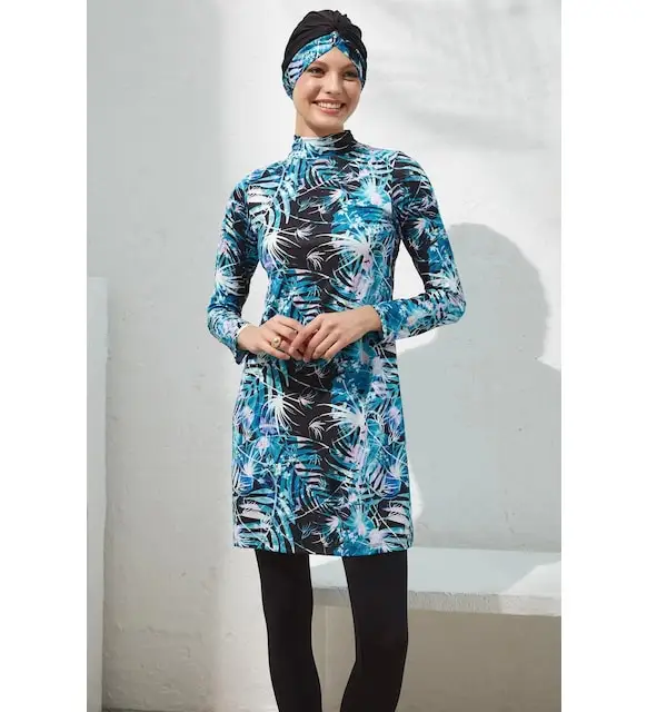 Pierre Cardin 221905 Uzunkol Gedessineerde Hijab Badpak