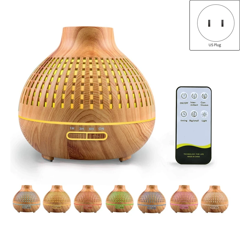 400 ml ätherisches Öl Diffusor Holzmaserung Aroma Diffusor mit Timer kühlen Nebel Luftbe feuchter für zu Hause Schlafzimmer mit Stecker