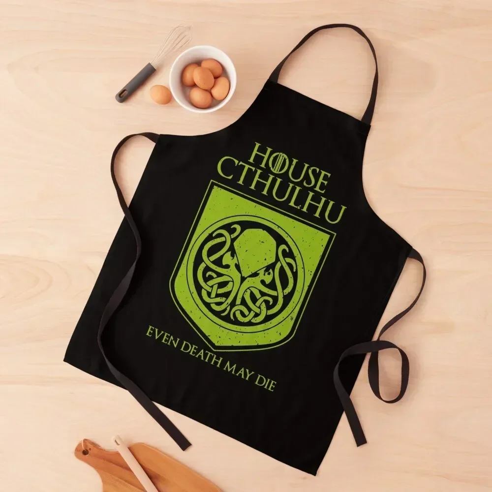 

House Cthulhu Even Death May Die Apron Customizable Woman Women's custom women's kitchen Professional Barber Apron
