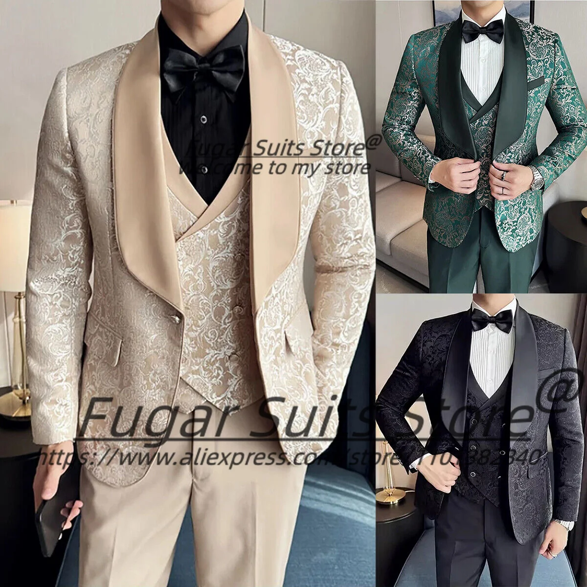 Elegant Formal Wedding Suits For Men Slim Fit Double Breasted Groom Formal Tuxedos 2 Pcs Sets Business Male Blazers Ropa Hombre