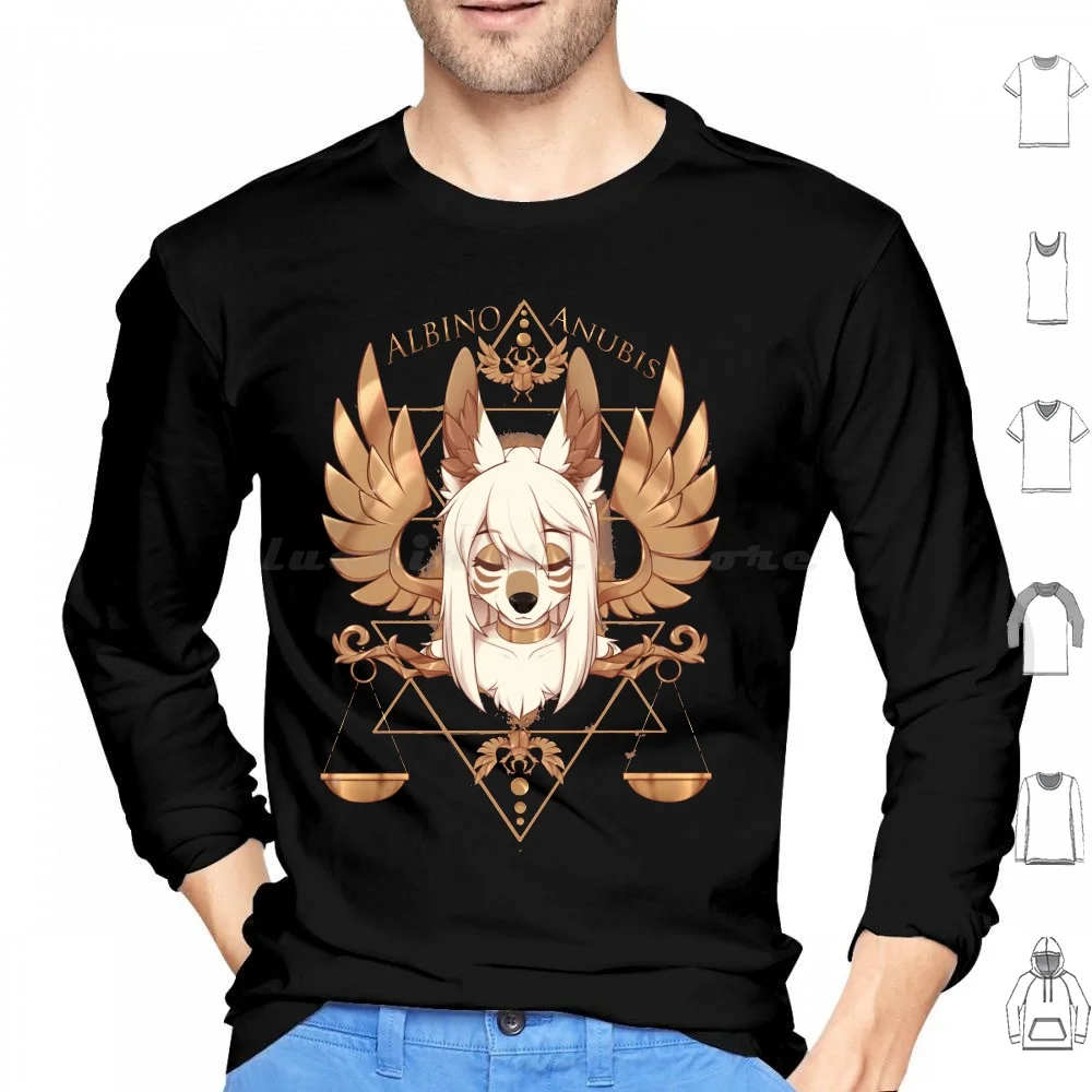 Aki Albino Anubis Hoodies Long Sleeve Teranen Furry Anthro Anubis Finland