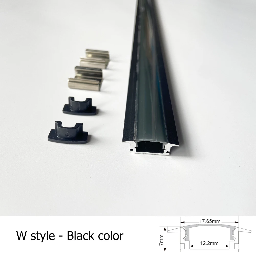 2-35 Stück/Set LED-Aluminiumprofil 0,5m/Stück U/V/W-Form Ecke für 5050 2835 LED-Streifenleuchten Kanalhalterung Weiße/Schwarze Abdeckung – Detail 4