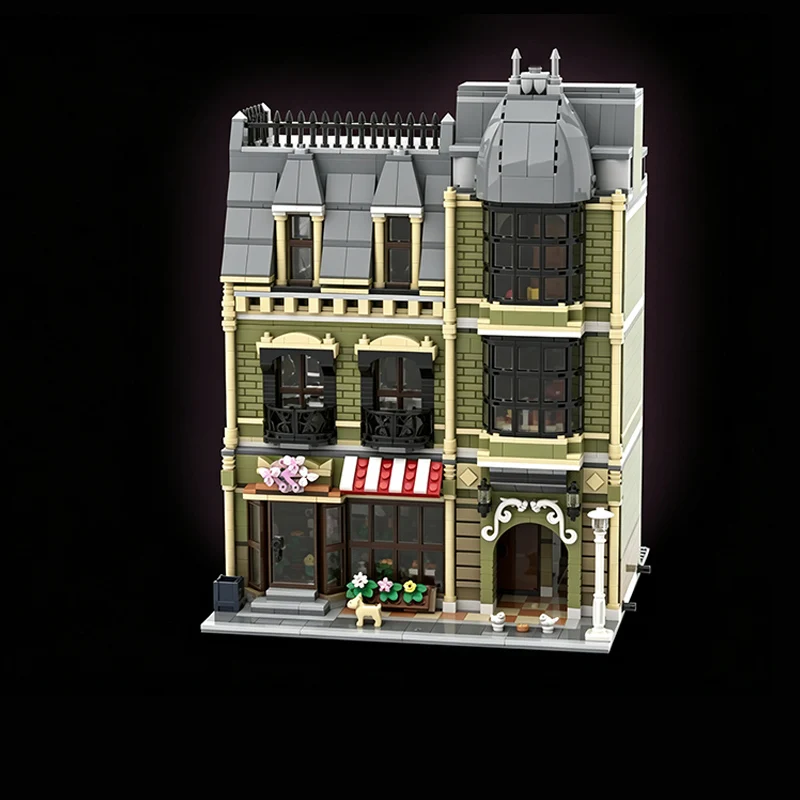 City Street View Model MOC Building Bricks High-Rise Green Florist Modular Technology Gifts Holiday Assemble Toys Suit Display