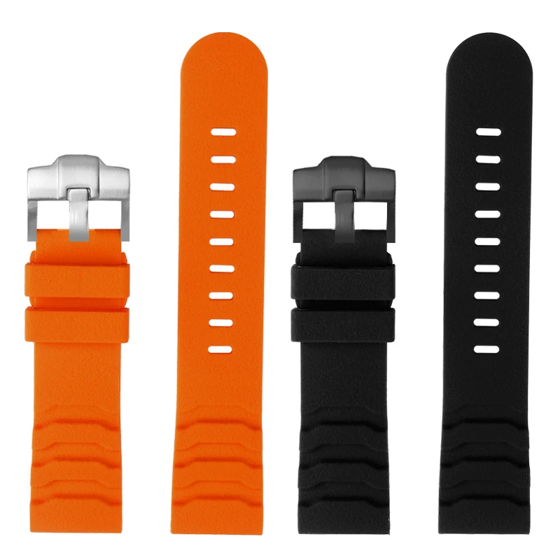High quality Rubber Watch Band  24mm Men Black Orange Blue For Luminox Silicone Strap 3749/3141 Watch Strap