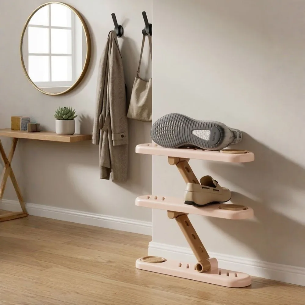 2pcs Stackable Design Shoes Stacker with Aroma Box Adjustable Angle Double-layer Shoes Organizer Space Saving Foldable