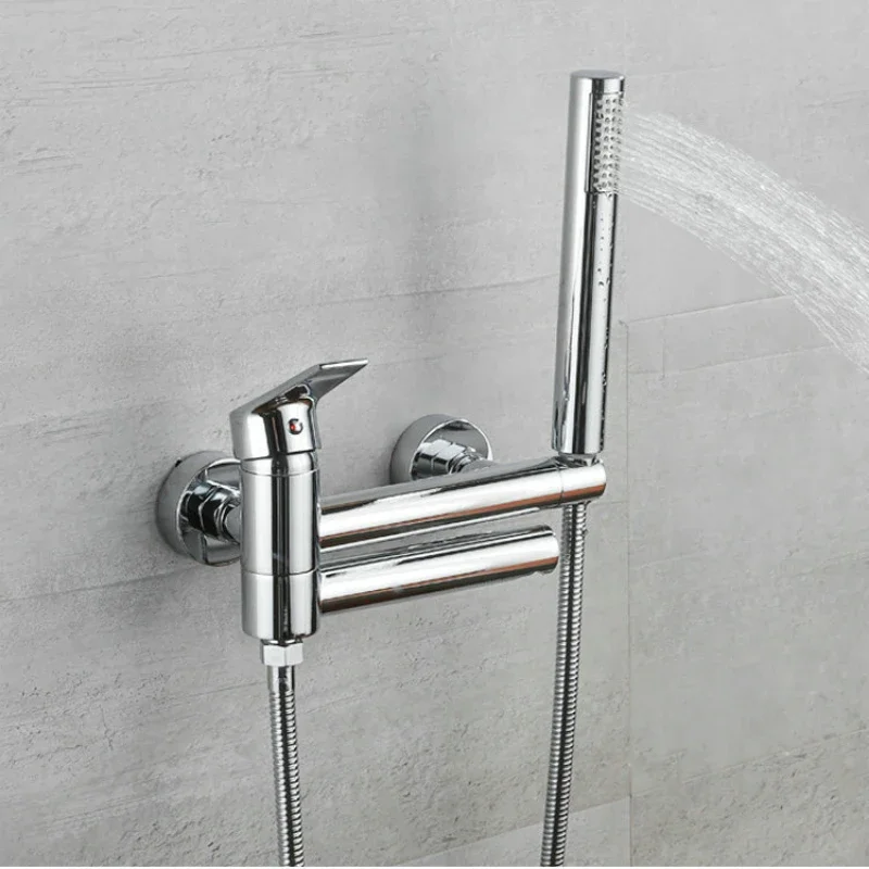 Matte Black Bathtub Shower Faucet with Swivel Tub Spout Wall Mounted Bath Mixer Waterfall Bathtub Tap with Handheld