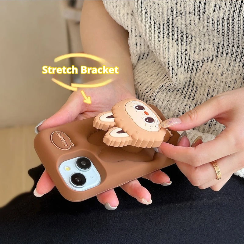 Kawaii Labubu Phone Case Holder Anti Slip Anti Fall Protective Cover Cute Cartoon Suitable For Iphone15promax Iphone13pro 14pro image 6