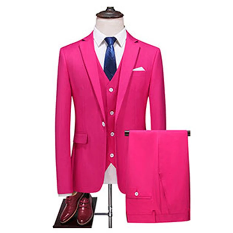 #711-700-1 # Fashion New Wedding Men's Suit Three piece Set Youth Leisure Slim Fit Four Seasons Clothes Dropshipping