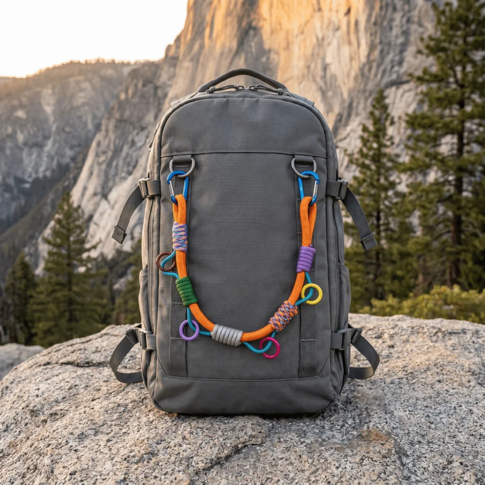Multi-hanging Points Backpack Extension Lanyard Colorful Adjustable Hand Woven Paracord Rope with Mountaineering Buckle