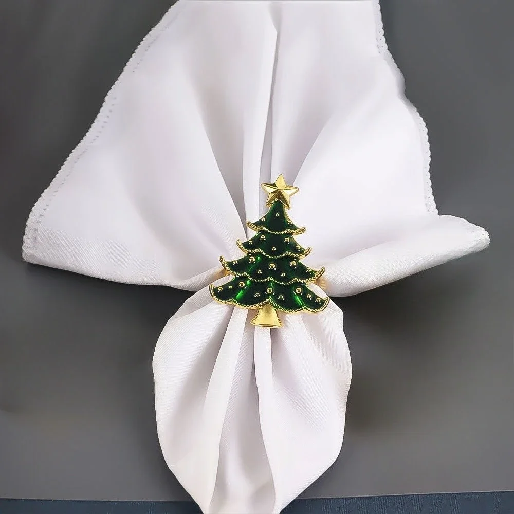 

1/3/6Pcs Christmas Napkin Rings Xmas Tree Ornaments Christmas Home Kitchen Dinner Table Decoration New Year Party Supplies