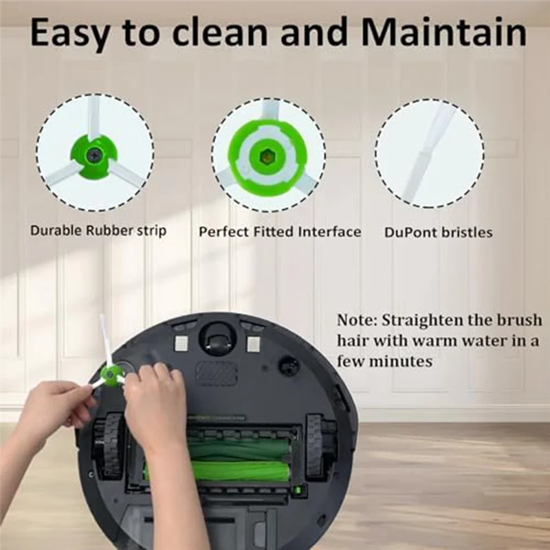 Abud-para irobot roomba i3 i3 + i4 i6 i6 + i7 i7 + i8 i8 +/plus e5 e6 e7 i, e & j série aspirador de pó principal escova lateral filtros hepa