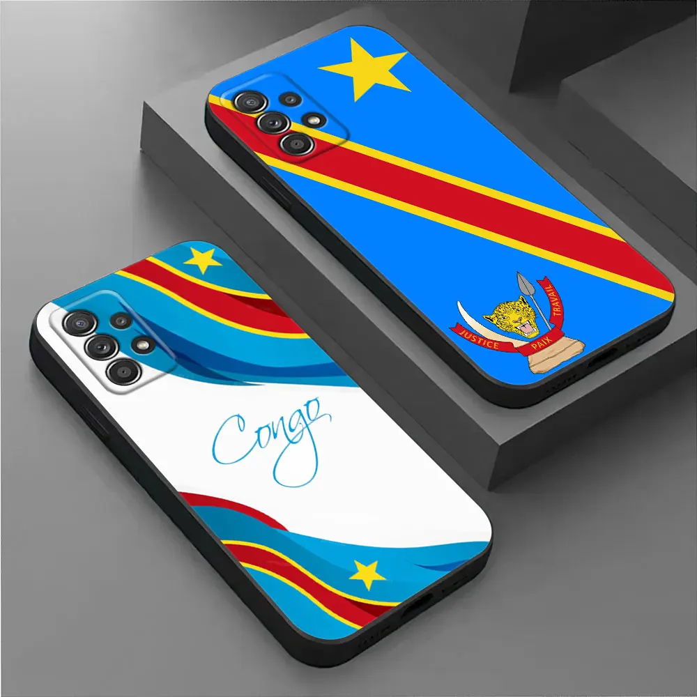 

For Samsung Galaxy A55 Case A54 A52 A53 A51 A34 A35 A33 A32 A50 A72 A71 A30 A7 A9 Case Soft Cover Democratic Republic Congo Flag