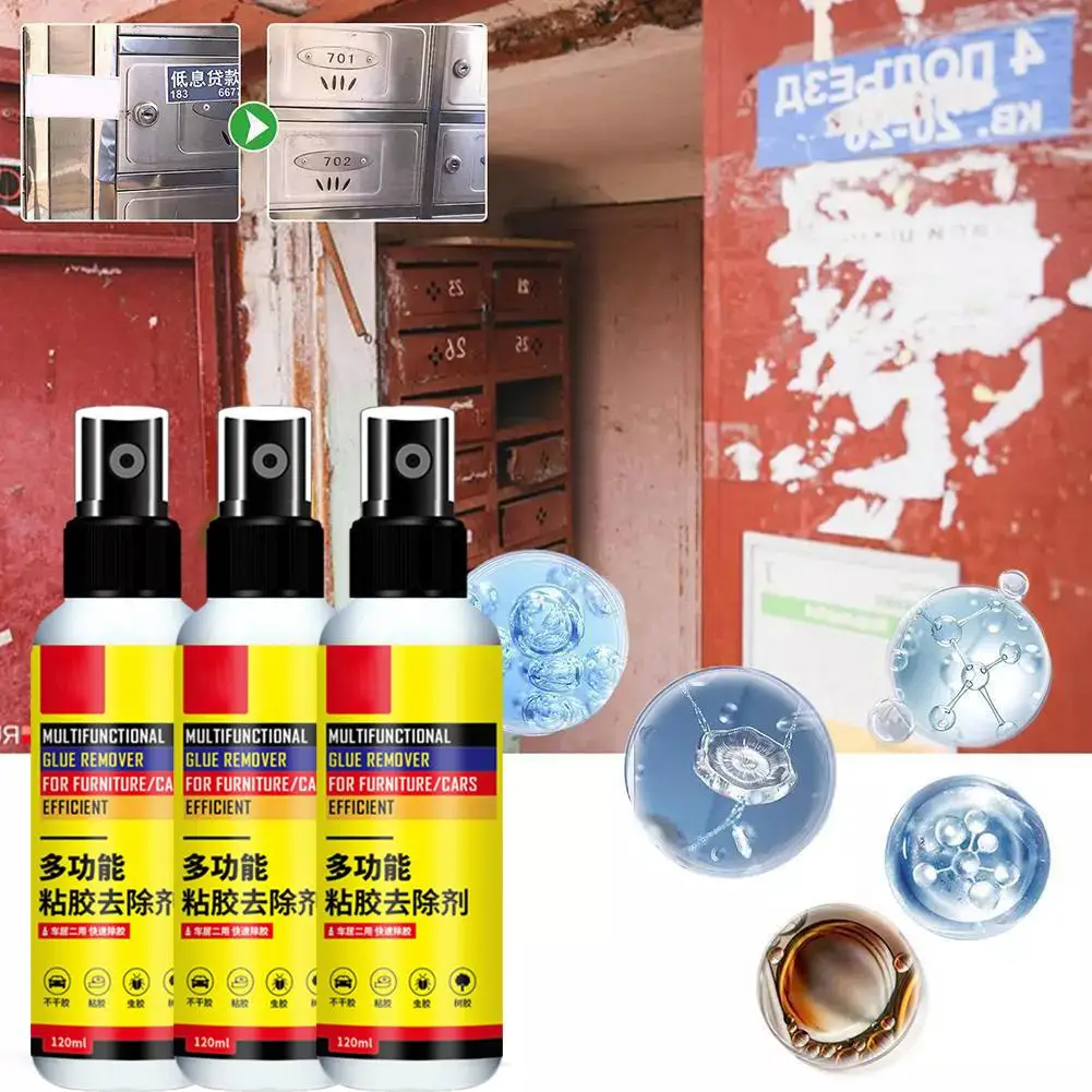 Multifunction Quick Adhesive Remover Strength Label Sticker Label Removal Spray Glass Cleaner Glue Wall Window Car E9B7