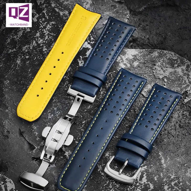 High Quality Genuine Leather Watchband for Citizen Blue Angel AT8020 JY8078 in the Air Cowhide Strap Replacement Wristband