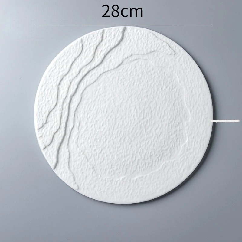 Stone Grain Plate Restaurant Characteristic Embossed Dinner Ceramic Western Hotel Tableware Home Pasta Large
