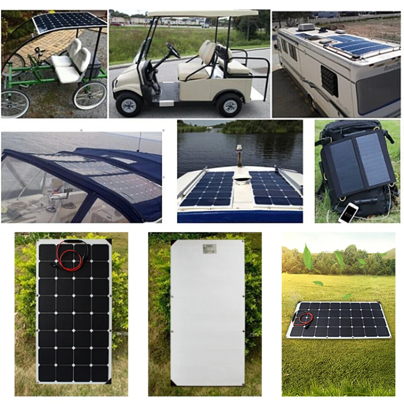 100W Semi Flexible Solar Panel With Sunpower ETFE Flexibal Pnael Chip for RV Generator Electronic Vechile Power Generating