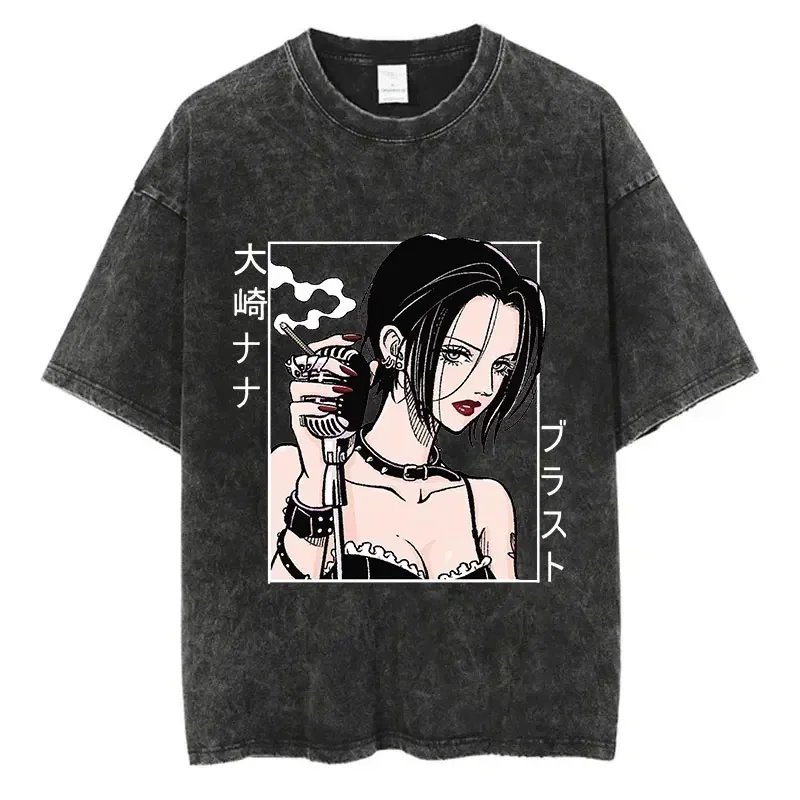 

Винтажная потертая футболка с принтом японского аниме Nana Osaki, уличная футболка в стиле Харадзюку с графическим рисунком, летняя хлопковая футболка с короткими рукавами