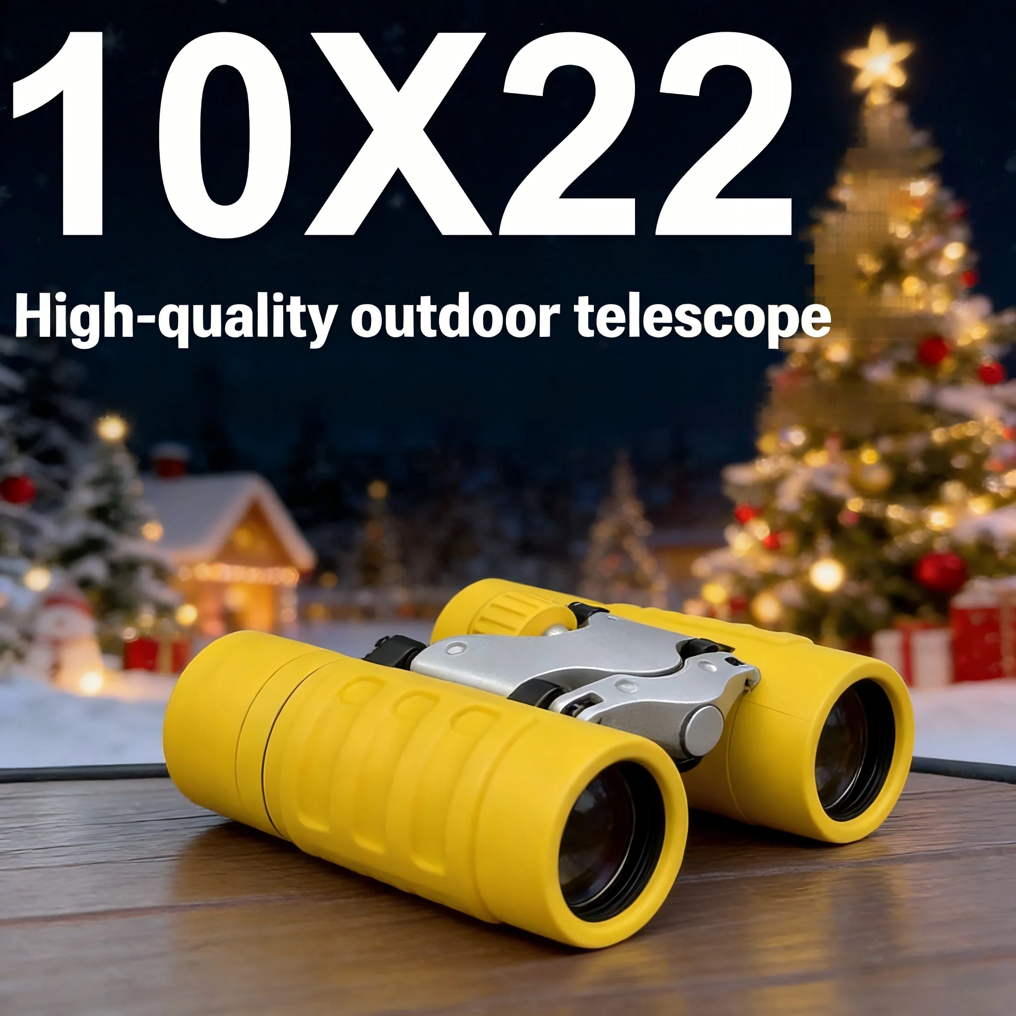 Yellow Pocket Binoculars with 10x22 Magnification - Lightweight and Portable Binoculars for Adults, Ideal for Mountaineering