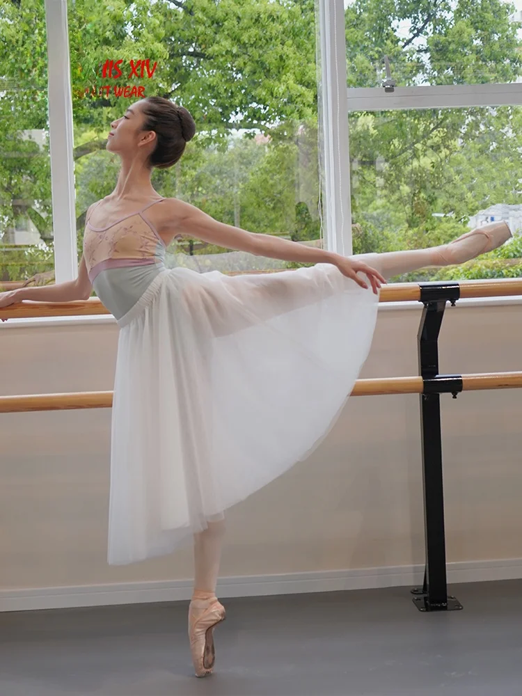 

LOUIS XIV Ballet Dance Suit Women's Exercise Costume Lace Embroidery Splice Strap Bodysuit Fitn orm Sportswear