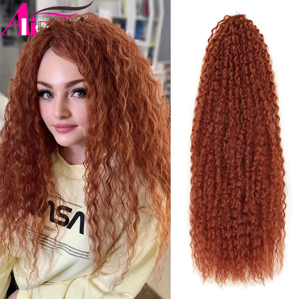Alibaby 22-28 Inch 3pcs Afro Curl Hair Water Wave Twist Crochet Hair Synthetic Ombre Pink Red Color Braiding Hair Extensions