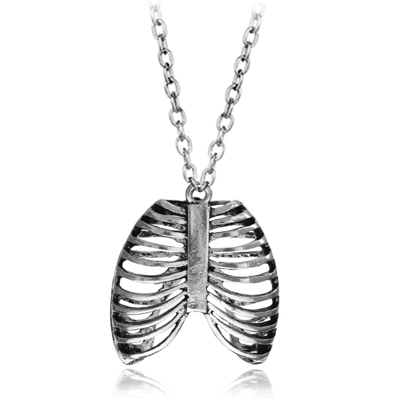 Fashion Jewelry Vintage Charm Anatomical Human Rib Cage Anatomy Pendant Necklace For Men And Women