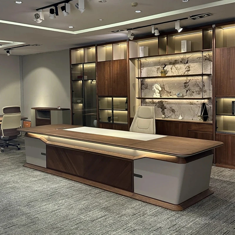 مكتب تنفيذي حديث مصمم باللون البني الجمالي مكاتب مكتبية فاخرة كبيرة أدراج بيضاء أثاث مكتبي رخيص من Mesa De Escritorio