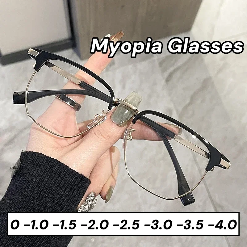 

New Half Frame Eyebrow Frame Presbyopia Glasses Trendy Anti Blue Light Reading Glasses Men's Anti Fatigue Metal Reading Glasses