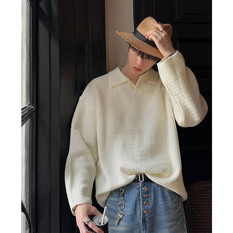 

Мужской вязаный свитер свободного кроя с длинным рукавом, без капюшона, молодежный, модный, осенний, повседневный, брендовый