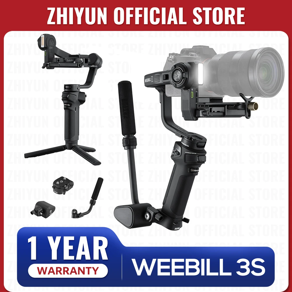 

ZHIYUN Official WEEBILL 3S Handheld Camera Stabilizer 3-Axis Gimbal Bluetooth Shutter Gimbals for DSLR Mirrorless Cameras